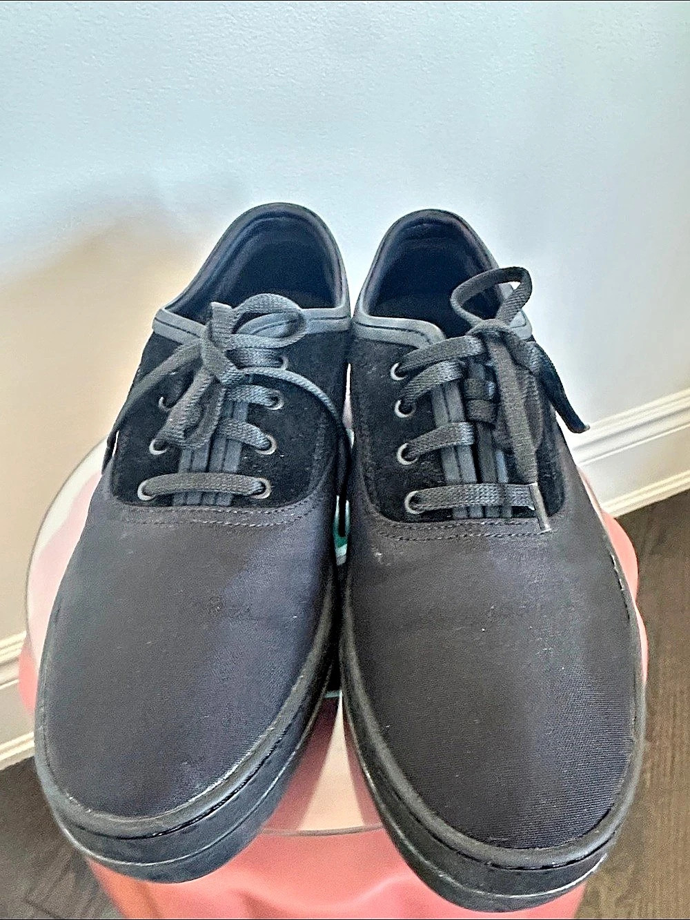 ALDO Cordura Fabric Mens suede & canvas rubber sole all Black Sneakers US 8 - Picture 5 of 13